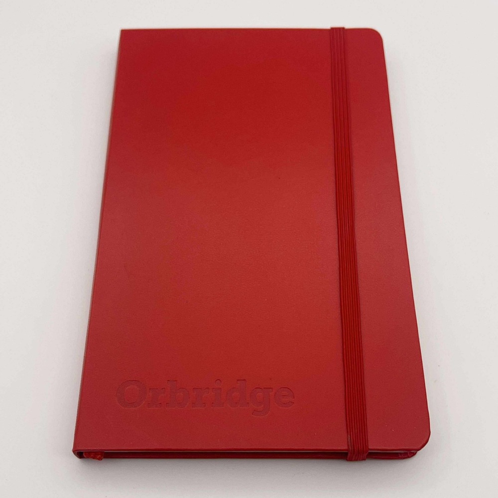 Orbridge Red Notebook Journal Elastic Closure Lined Pages Pocket Folder NEW‎
